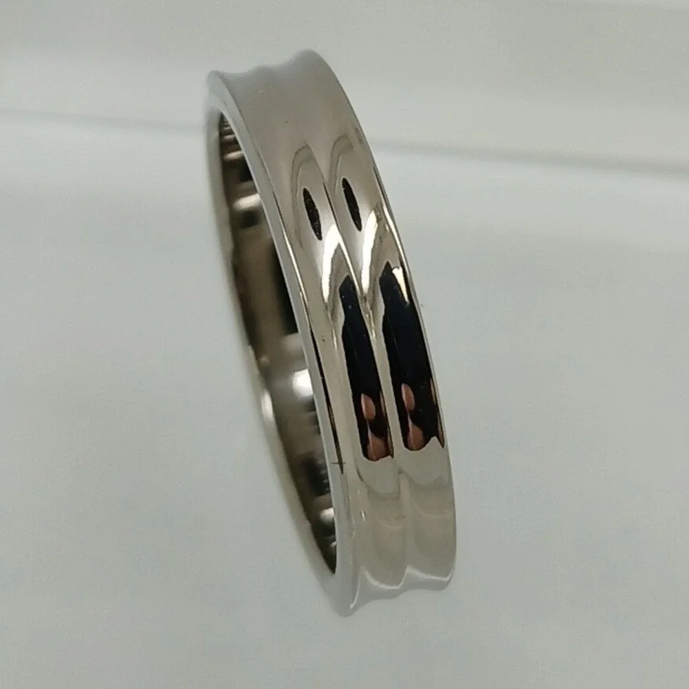 Vintage 1990s Titanium Ring Band Size 11 Silver Double Groove Concave 5mm NOS